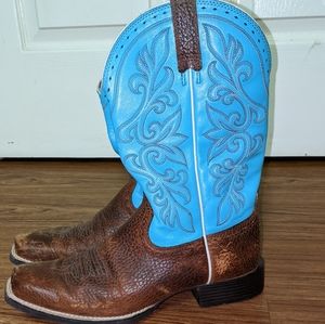 Ariat Turquoise Blue and Brown Cowgirl Boots